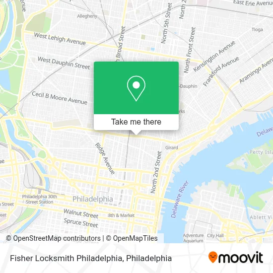 Fisher Locksmith Philadelphia map