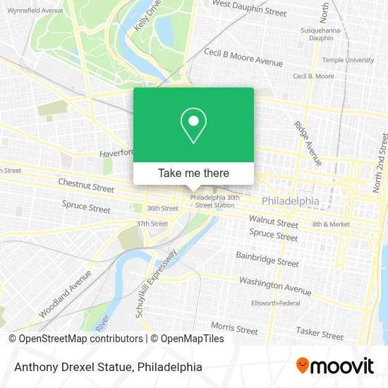 Anthony Drexel Statue map