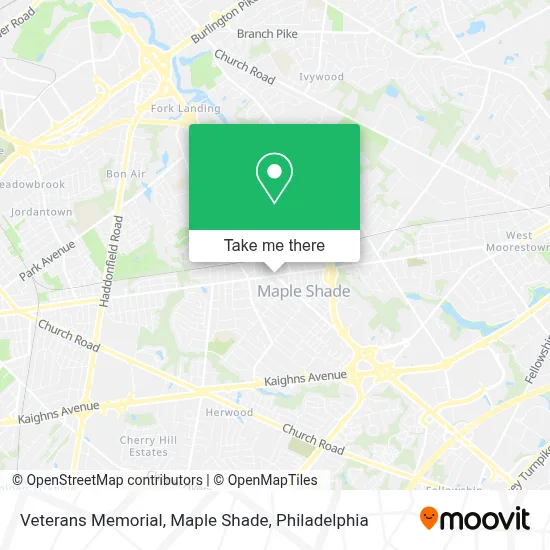 Veterans Memorial, Maple Shade map