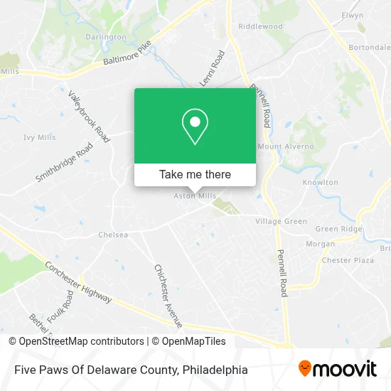 Five Paws Of Delaware County map