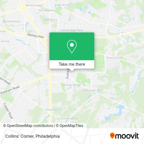 Collins' Corner map