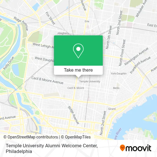 Temple University Alumni Welcome Center map