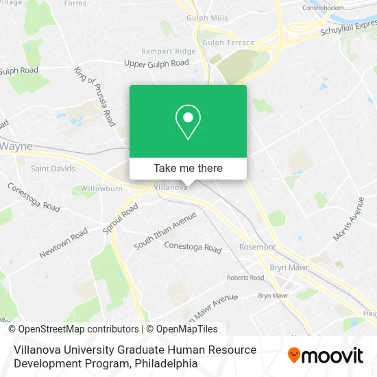 Villanova University Graduate Human Resource Development Program map