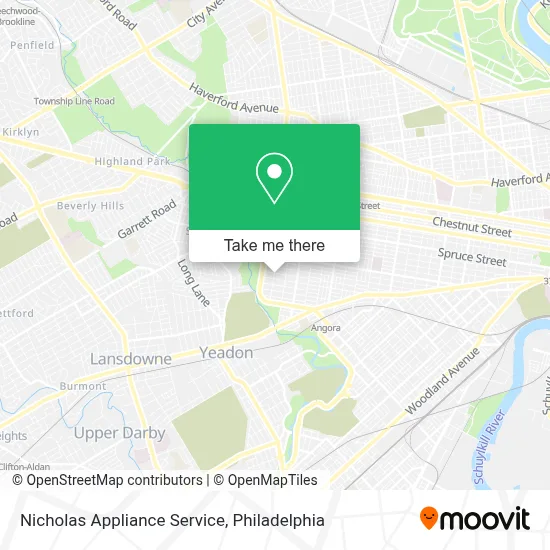 Nicholas Appliance Service map