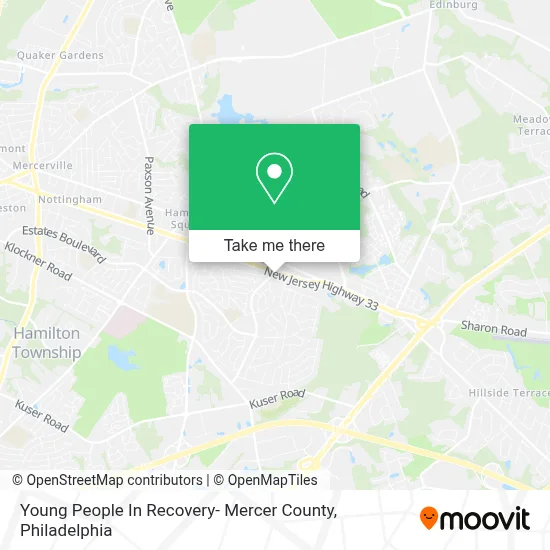 Young People In Recovery- Mercer County map