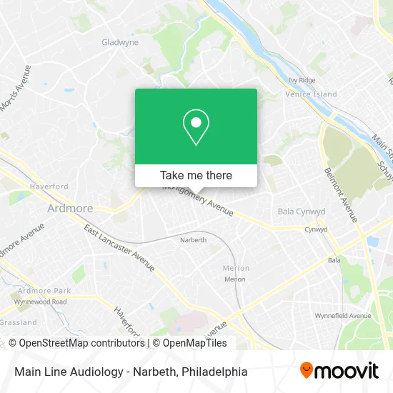 Main Line Audiology - Narbeth map