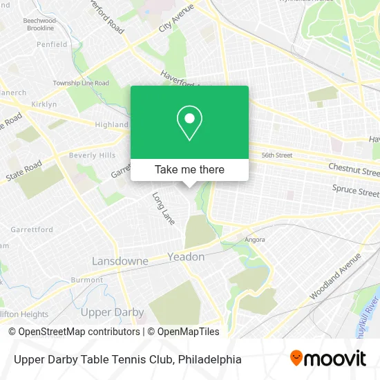 Upper Darby Table Tennis Club map