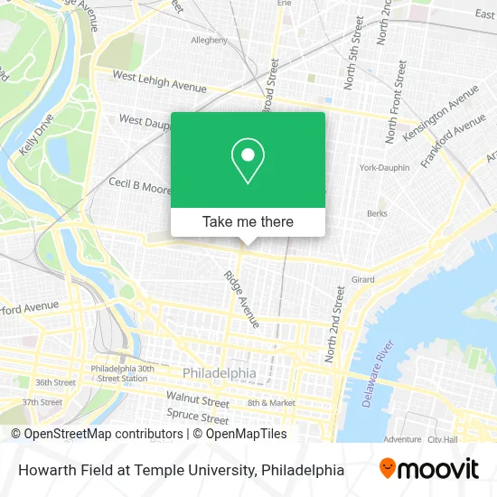 Howarth Field at Temple University map