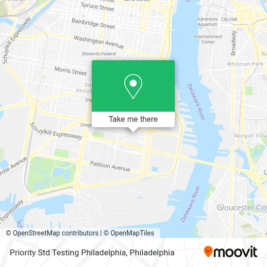 Priority Std Testing Philadelphia map