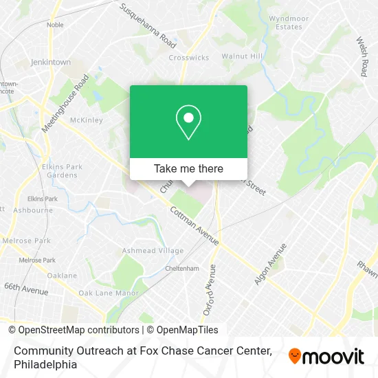 Community Outreach at Fox Chase Cancer Center map