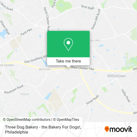 Three Dog Bakery - the Bakery For Dogs! map