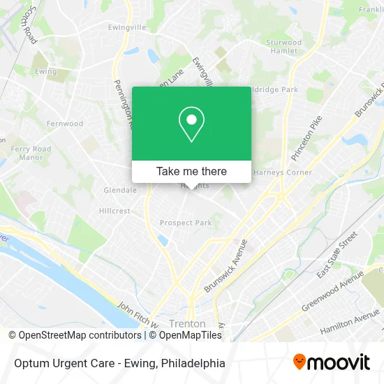 Optum Urgent Care - Ewing map