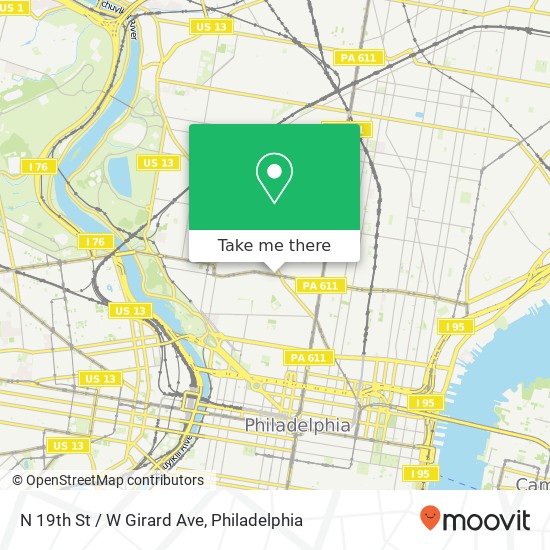 N 19th St / W Girard Ave map