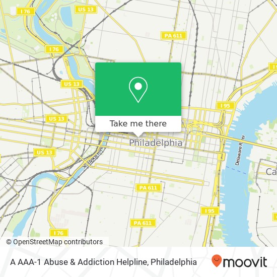 A AAA-1 Abuse & Addiction Helpline map