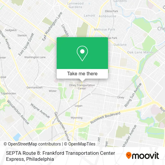 SEPTA Route 8: Frankford Transportation Center Express map