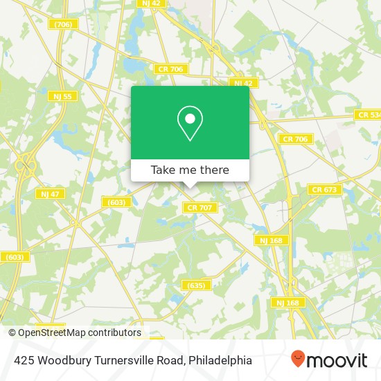 Mapa de 425 Woodbury Turnersville Road