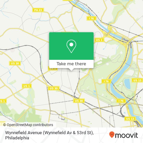 Mapa de Wynnefield Avenue (Wynnefield Av & 53rd St)