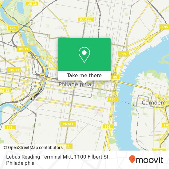 Lebus Reading Terminal Mkt, 1100 Filbert St map