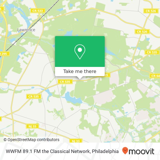 WWFM 89.1 FM the Classical Network map