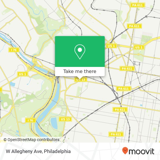 Mapa de W Allegheny Ave, Philadelphia, PA 19129