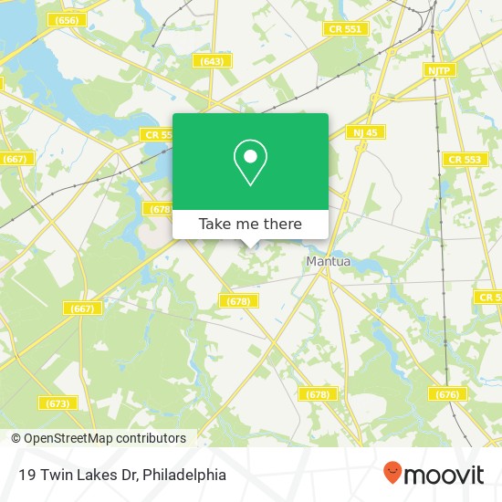Mapa de 19 Twin Lakes Dr, Mantua, NJ 08051