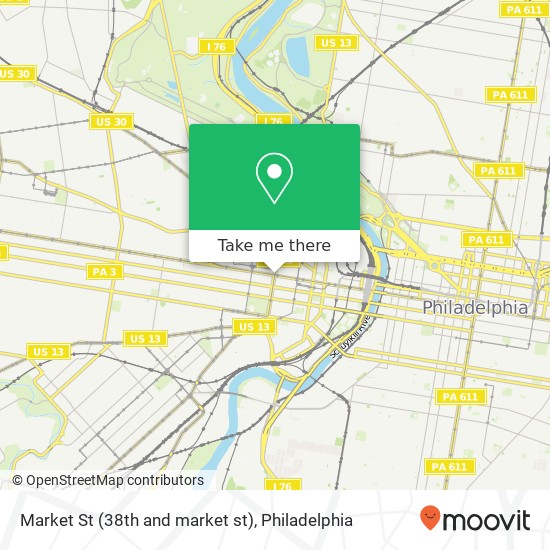 Mapa de Market St (38th and market st), Philadelphia, PA 19104