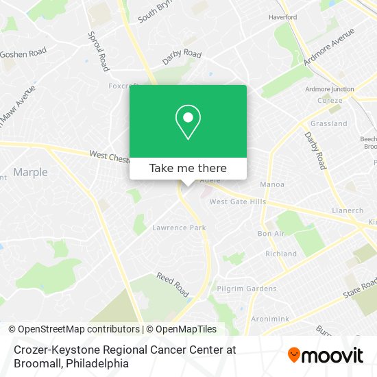 Crozer-Keystone Regional Cancer Center at Broomall map