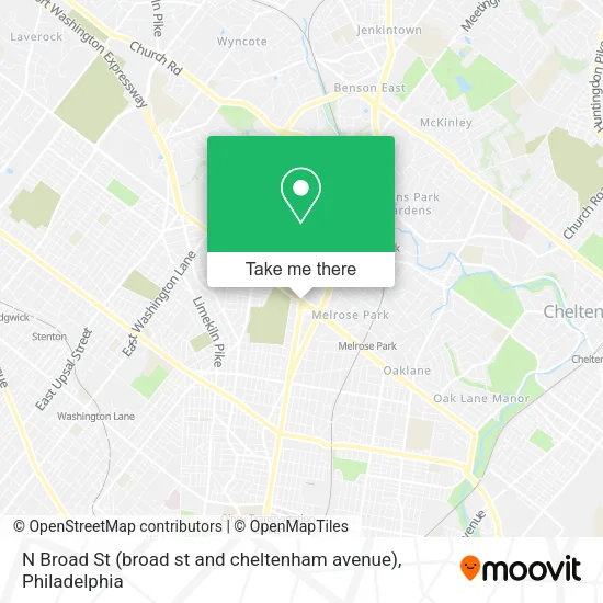 N Broad St (broad st and cheltenham avenue) map