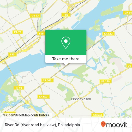 Mapa de River Rd (river road bellview), Cinnaminson Twp, NJ 08077