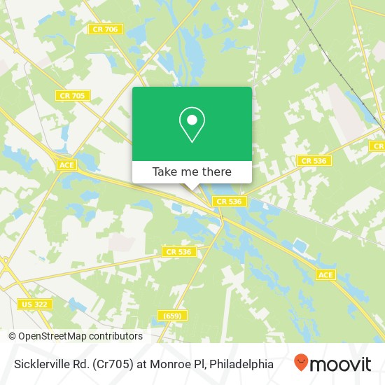 Sicklerville Rd. (Cr705) at Monroe Pl map