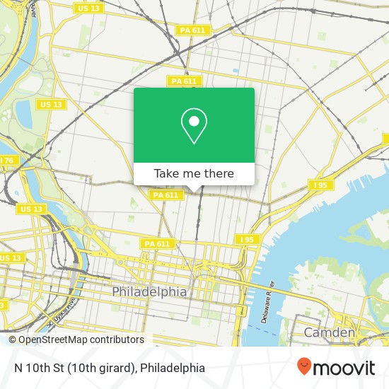 N 10th St (10th girard), Philadelphia, PA 19123 map