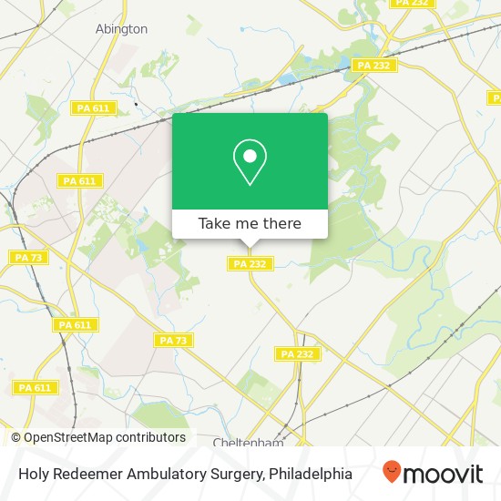 Holy Redeemer Ambulatory Surgery, 821 Huntingdon Pike map