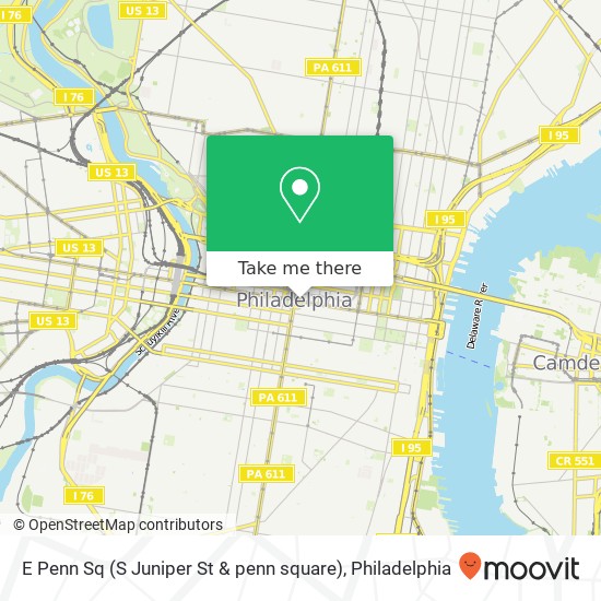 Mapa de E Penn Sq (S Juniper St & penn square), Philadelphia, <B>PA< / B> 19107