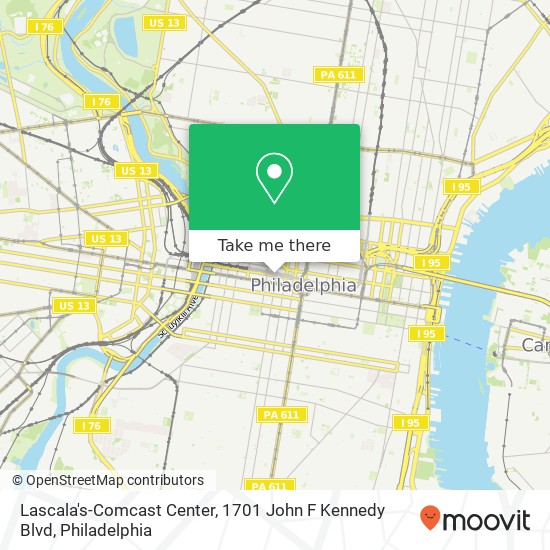 Mapa de Lascala's-Comcast Center, 1701 John F Kennedy Blvd