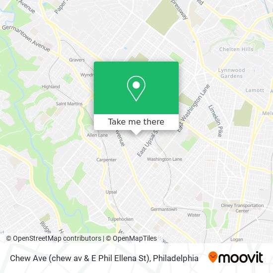 Chew Ave (chew av & E Phil Ellena St) map