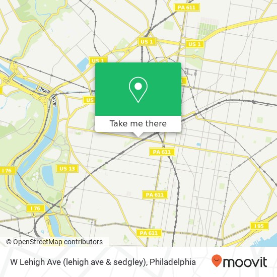 Mapa de W Lehigh Ave (lehigh ave & sedgley), Philadelphia, PA 19132