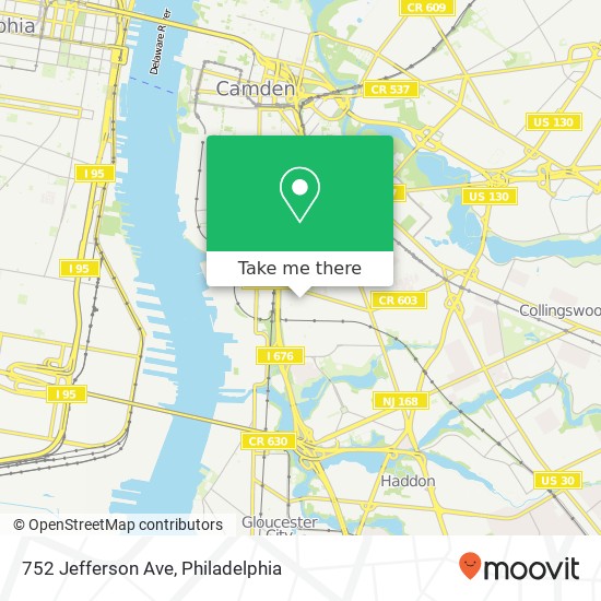 Mapa de 752 Jefferson Ave, Camden, NJ 08104