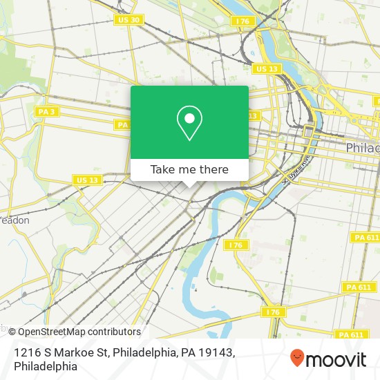 Mapa de 1216 S Markoe St, Philadelphia, PA 19143
