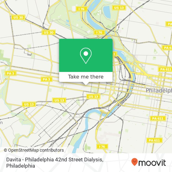 Mapa de Davita - Philadelphia 42nd Street Dialysis, 4126 Walnut St