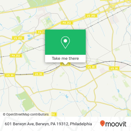 Mapa de 601 Berwyn Ave, Berwyn, PA 19312