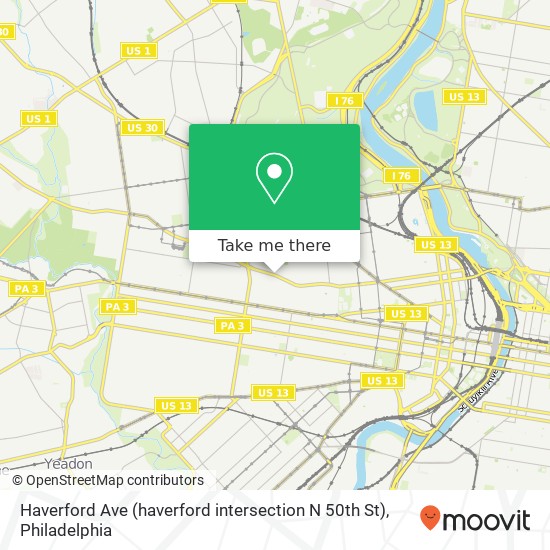 Mapa de Haverford Ave (haverford intersection N 50th St), Philadelphia, <B>PA< / B> 19139