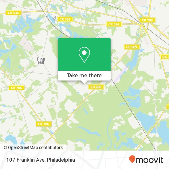 Mapa de 107 Franklin Ave, Berlin (Pine Hill), NJ 08009