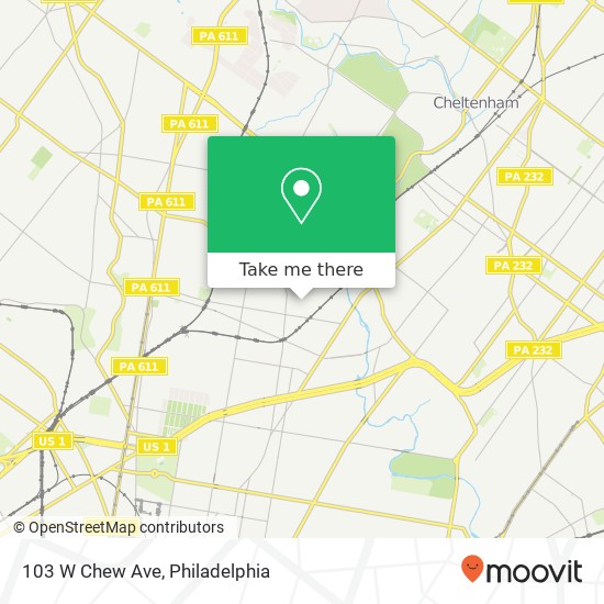 Mapa de 103 W Chew Ave, Philadelphia, PA 19120