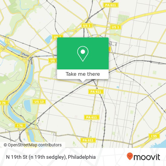 Mapa de N 19th St (n 19th sedgley), Philadelphia, PA 19132