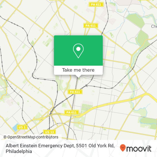 Albert Einstein Emergency Dept, 5501 Old York Rd map