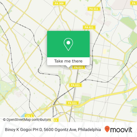 Mapa de Binoy K Gogoi PH D, 5600 Ogontz Ave