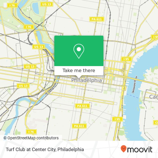 Mapa de Turf Club at Center City, 1635 Market St