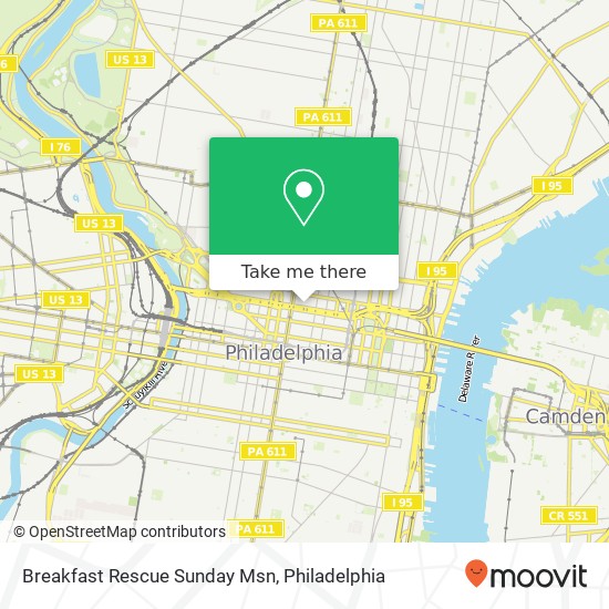 Mapa de Breakfast Rescue Sunday Msn, 302 N 13th St