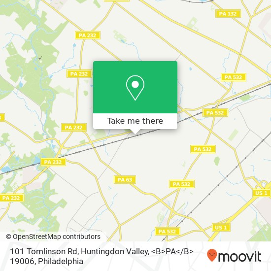 101 Tomlinson Rd, Huntingdon Valley, <B>PA< / B> 19006 map