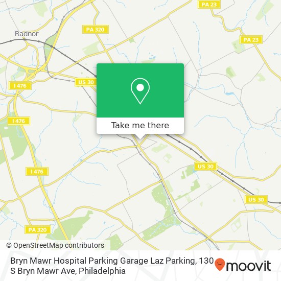 Bryn Mawr Hospital Parking Garage Laz Parking, 130 S Bryn Mawr Ave map